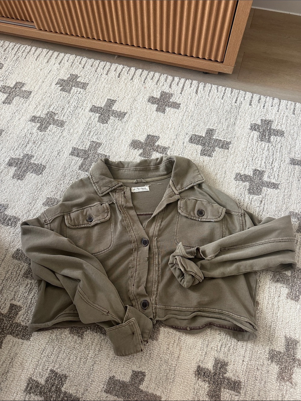 We The Free Washed Olive Crop Utility Jacket